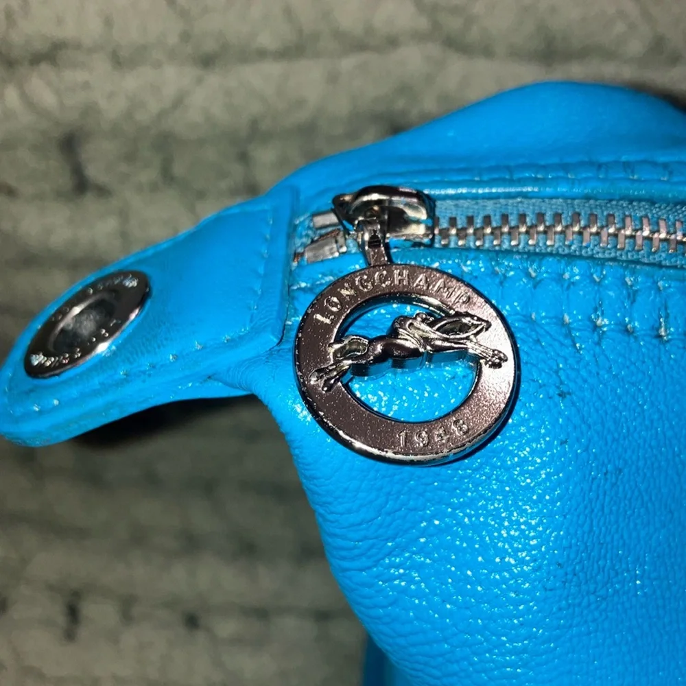 Longchamp Le Pliage Cuir Blue all leather tote bag - Picture 4 of 16